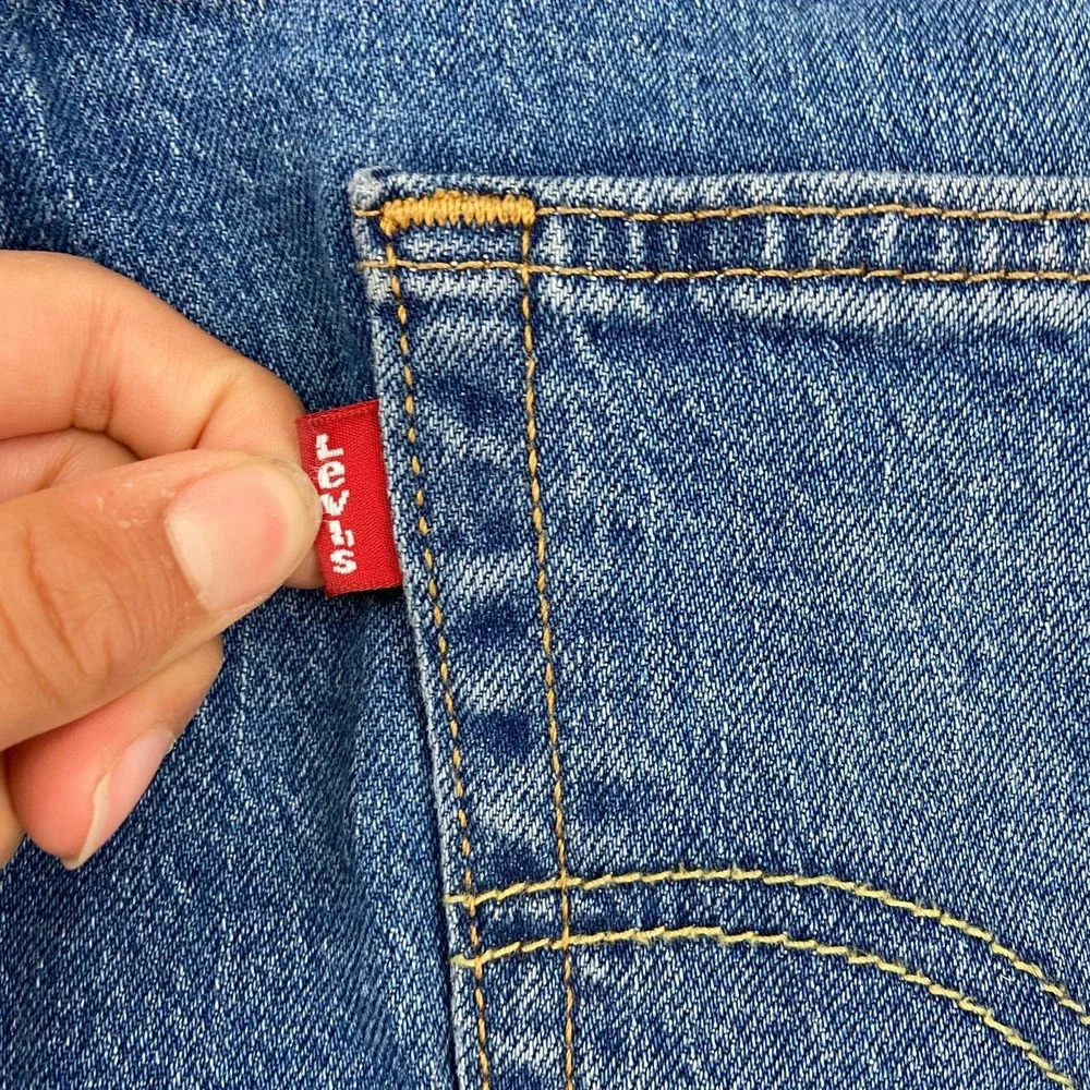 Levi's 505 Jeans Mens 34x32 Blue Denim Medium Wash Red Tab Mid Rise Straight Leg